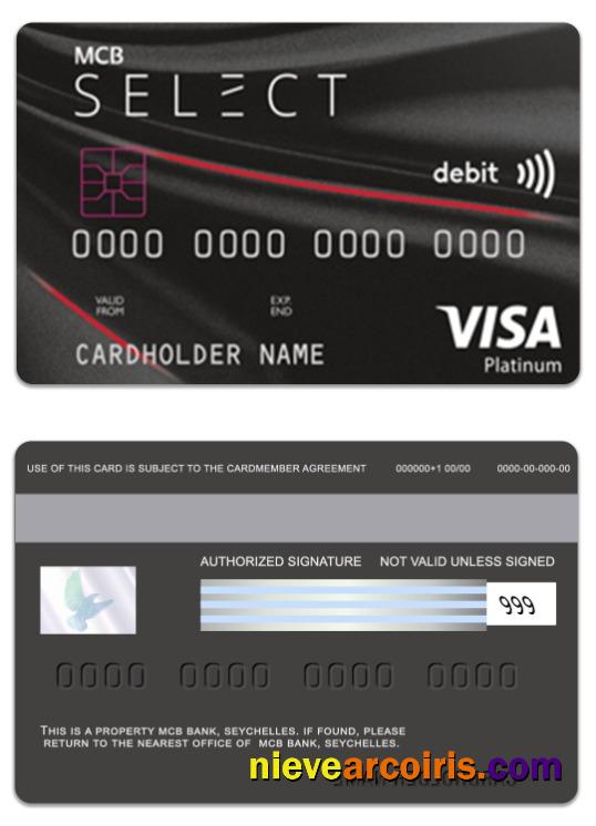 Seychelles MCB Bank visa debit platinum card